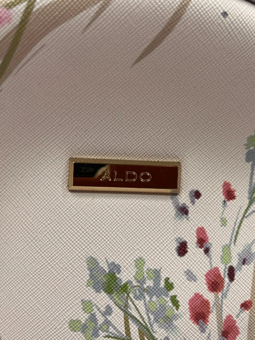 ALDO Floral Backpack Gold Chain Straps Tassel Pink Botanical Purse